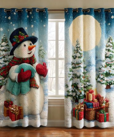 Snowman Snow Globe Dream Quilted Curtains