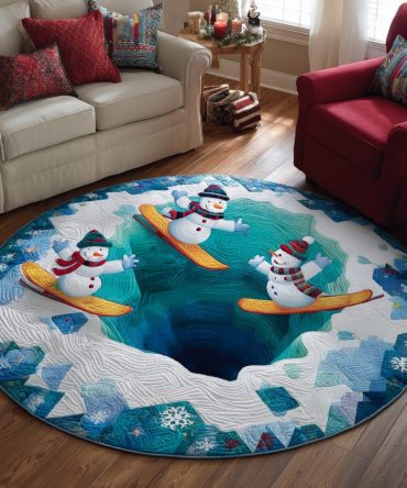 Snowman Wonder Quilted Round Mat