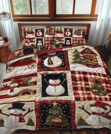 Snowmen Delight 3-Piece Quilted Bedding Set