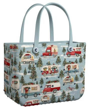 Bucket Tote Bag, Limited Edition Bogg Bag, Beach Bag Snowy Road Trip