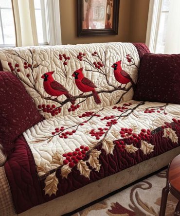 Snowy Day Quilted Sofa Cover
