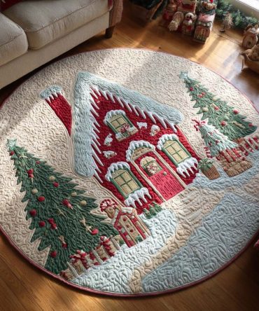 Snowy Eve Quilted Round Mat