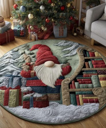 Snowy Gnomeworld Quilted Round Mat