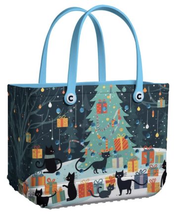 Bucket Tote Bag, Limited Edition Bogg Bag, Beach Bag Snowy Night Purrade
