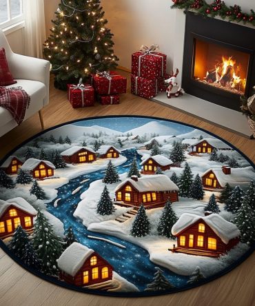 Snowy Path Quilted Round Mat