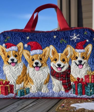 Snowy Pawprints Quilted Duffle Bag — Paw-Print Weekender for Pet Lovers | Quilted Travel Carry-On & Gym Overnight Bag