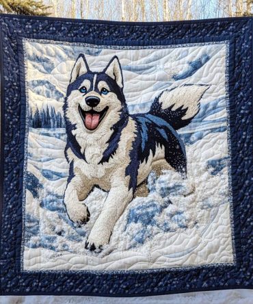 Snowy Playtime Quilted Blanket