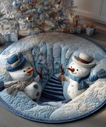 Snowy Storyland Quilted Round Mat