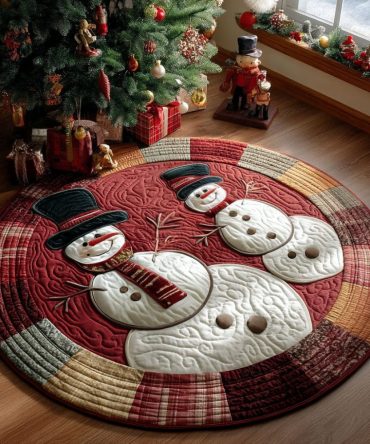 Snowy Twilight Quilted Round Mat
