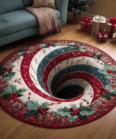 Snowy Twirl Quilted Round Mat