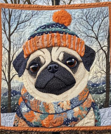 Snuggly Pug Love Quilted Blanket