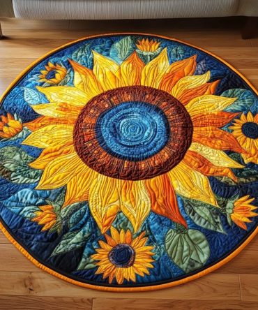 Solar Flare Echo Quilted Round Mat
