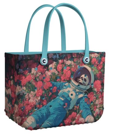 Bucket Tote Bag, Limited Edition Bogg Bag, Beach Bag Space Garden