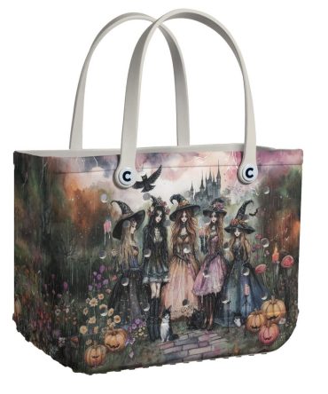 Enchanting Witchy Tote Bag - Magical Halloween Design With Pumpkins & Castles