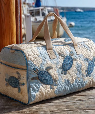 Spirit Shell Quilted Duffle Bag — Quilted Shell Weekender & Travel Duffel, Boho Coastal Carry-On for Beach, Gym & Overnight Trips
