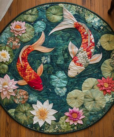 Spirit Of Koi Quilted Round Mat