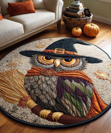 Spooky Feathers Quilted Round Mat