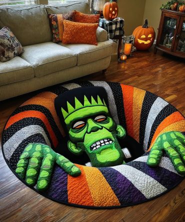 Spooky Frankenstein Quilted Round Mat