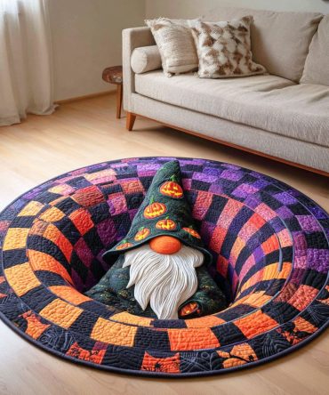 Spooky Gnome Quilted Round Mat