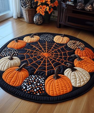 Spooky Harvest Quilted Round Mat