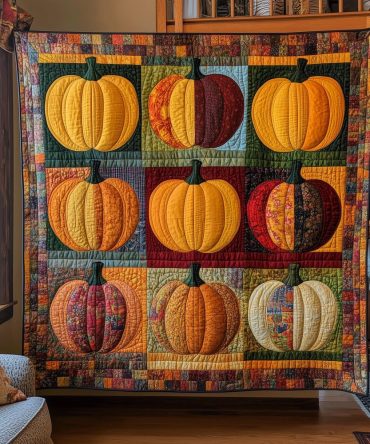 Spooky Pumpkin Quilted Blanket