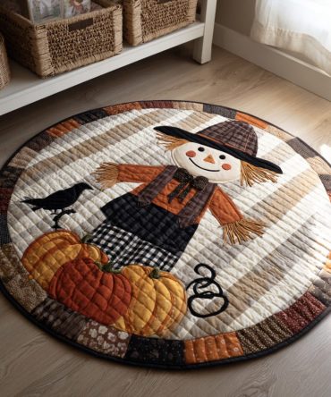 Spooky Scarecrow Quilted Round Mat