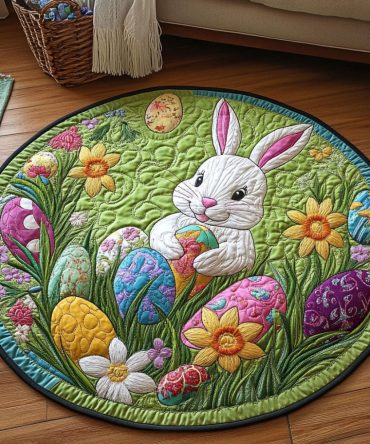 Spring Bunny Quilted Round Mat