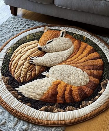 Squirrel Stash Quilted Round Mat
