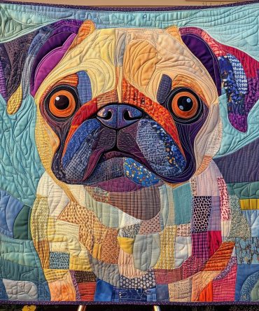 Squishy Pug Love Quilted Blanket
