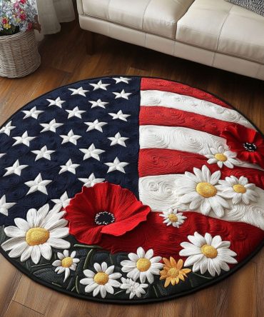 Star Spangled Flowers Quilted Round Mat