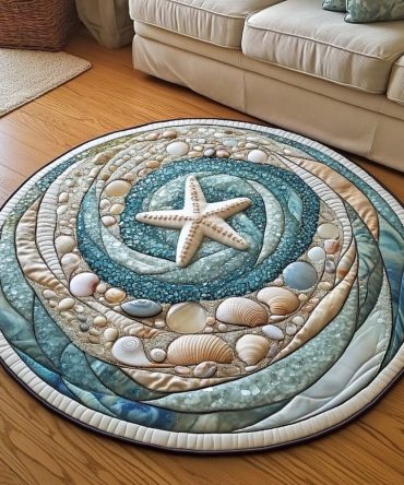 Starfish Charm Quilted Round Mat