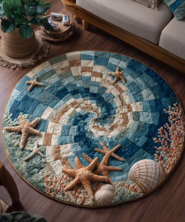 Starfish Flow Quilted Round Mat