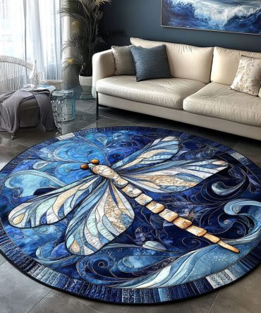 Starlit Dragonfly Quilted Round Mat