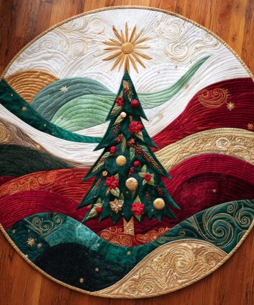 Starlit Evergreen Quilted Round Mat