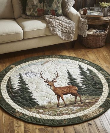 Starlit Stag Quilted Round Mat
