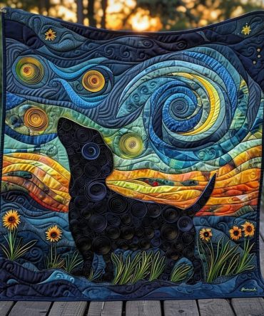Starry Dachshund Quilted Blanket