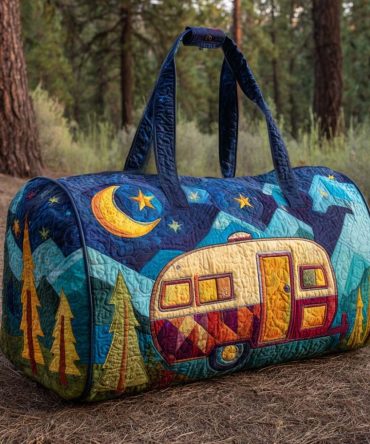 Starry Journey Quilted Duffle Bag — Celestial Weekender Travel Bag, Quilted Overnight Carry-On & Gym Duffel with Star Pattern