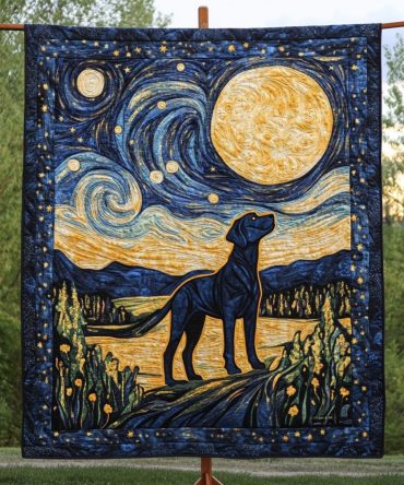 Starry Labrador Nights Quilted Blanket