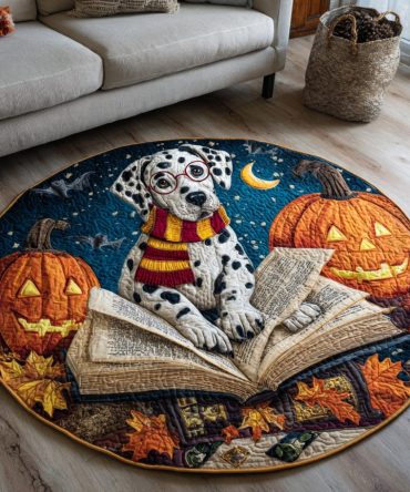 Studious Dalmatian Quilted Round Mat
