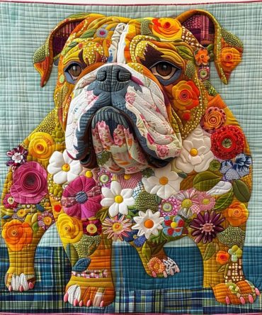 Sturdy Bulldog Strength Quilted Blanket
