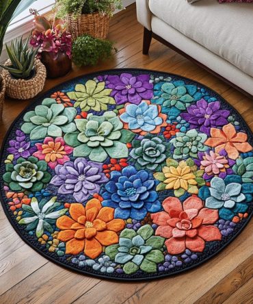 Succulent Bloom Quilted Round Mat