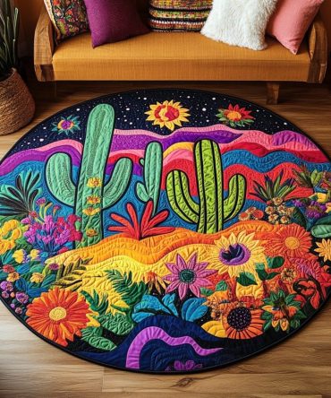 Succulent Joy Mat Quilted Round Mat