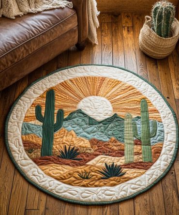 Succulent Serenity Quilted Round Mat