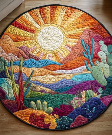 Succulent Serenity Quilted Round Mat