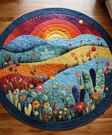 Succulent Serenity Quilted Round Mat