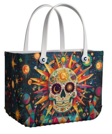 Bucket Tote Bag, Limited Edition Bogg Bag, Beach Bag Cosmic Skull