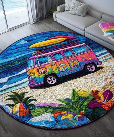 Summer Of Love Wheels Quilted Round Mat