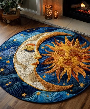 Sun Moon Harmony Quilted Round Mat