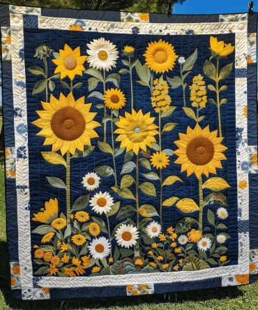 Sunflower Radiance Quilted Blanket