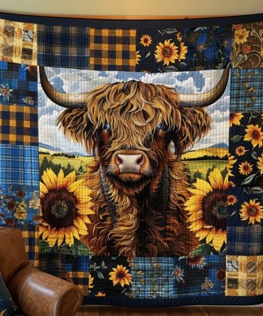 Sunflower Serenade Highland Quilted Blanket